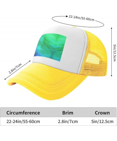 Teal Blue Pattern Dad Golf Hats,Mesh Baseball Cap,Adjustable Polo Hat for Men Women,Sport Hat Yellow $14.16 Baseball Caps