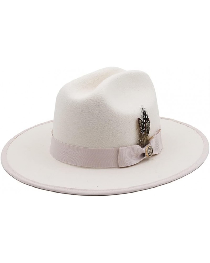 Fedora Hats with Feather Band Woolen Top Hat Women Men Flat Brim Jazz Panama Cap Jazz Church Hats 02 $18.90 Fedoras