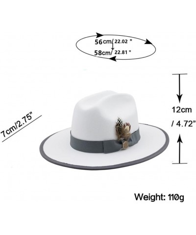 Fedora Hats with Feather Band Woolen Top Hat Women Men Flat Brim Jazz Panama Cap Jazz Church Hats 02 $18.90 Fedoras