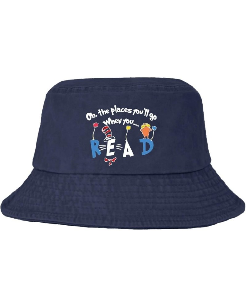 Oh The Places You'll Go When You Read.0 Bucket Hat Bucket Hats Packable Hats Travel Accessories for Fishing Must Navy $11.20 ...