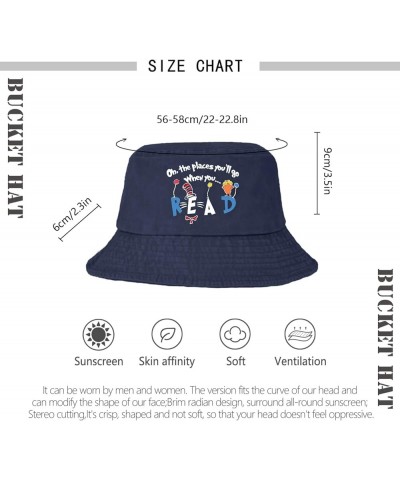 Oh The Places You'll Go When You Read.0 Bucket Hat Bucket Hats Packable Hats Travel Accessories for Fishing Must Navy $11.20 ...