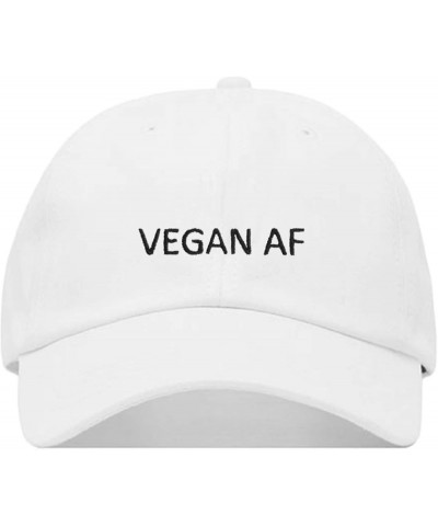 Vegan AF Baseball Hat, Embroidered Dad Cap, Unstructured Soft Cotton, Adjustable Strap Back (Multiple Colors) White $11.72 Ba...