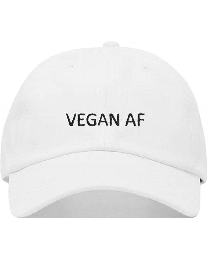 Vegan AF Baseball Hat, Embroidered Dad Cap, Unstructured Soft Cotton, Adjustable Strap Back (Multiple Colors) White $11.72 Ba...