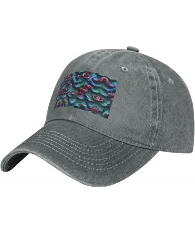 3D Magical Dragon Scales Pattern Baseball Cap Adjustable Twill Bulk with Ponytail Hole Washed Dad Hat for Men Women Gray $13....