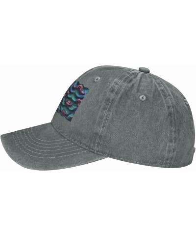 3D Magical Dragon Scales Pattern Baseball Cap Adjustable Twill Bulk with Ponytail Hole Washed Dad Hat for Men Women Gray $13....