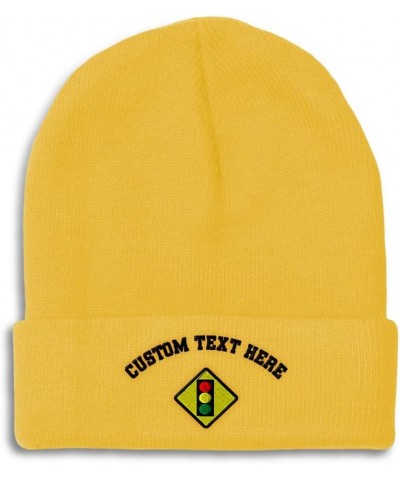 Beanies for Men Traffic Light Sign Embroidery Symbols Winter Hats for Women Acrylic Skull Cap 1 Size Yellow Personalized Text...