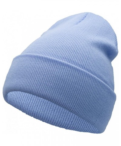 Unisex Knit Soft Warm Cuffed Beanie Hat Winter Camo Hats for Men Women Sky Blue $7.01 Skullies & Beanies