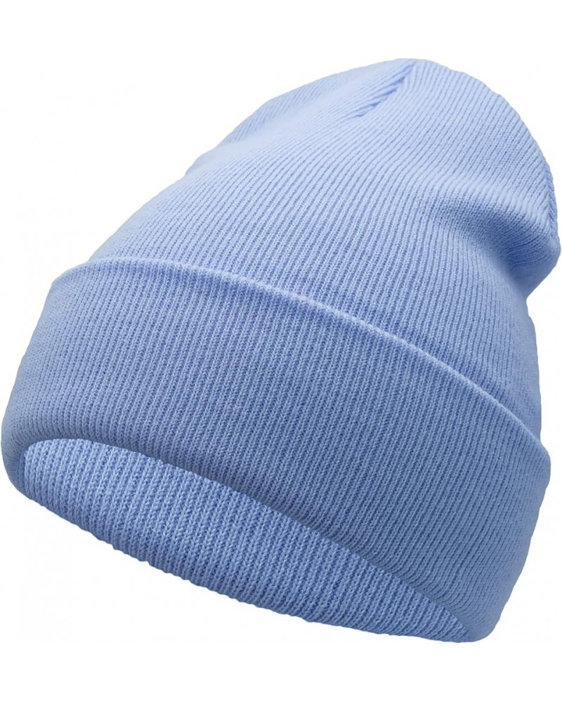 Unisex Knit Soft Warm Cuffed Beanie Hat Winter Camo Hats for Men Women Sky Blue $7.01 Skullies & Beanies