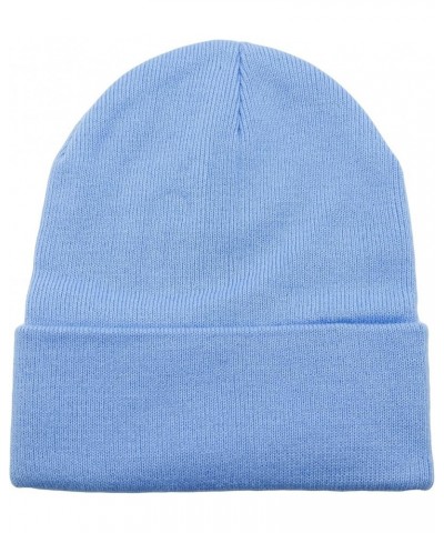 Unisex Knit Soft Warm Cuffed Beanie Hat Winter Camo Hats for Men Women Sky Blue $7.01 Skullies & Beanies