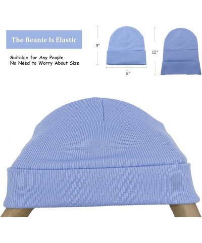 Unisex Knit Soft Warm Cuffed Beanie Hat Winter Camo Hats for Men Women Sky Blue $7.01 Skullies & Beanies