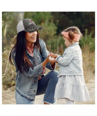 Custom Distressed Trucker Hat I (Love) Tobogganing Red Heart Sports Lovers Black Gray Design Only $11.48 Baseball Caps