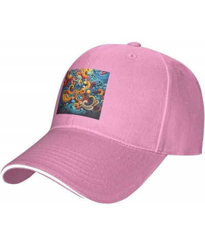 Multicolored Stripes Pattern Casual General Baseball Cap Black : Comfortable, Light Pink $12.33 Baseball Caps