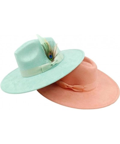 Suede Fedora Hats for Men and Women Bow Accessor Wide-Brimmed Church Hats Jazz Panama Hats 10 M56-58CM $29.66 Fedoras