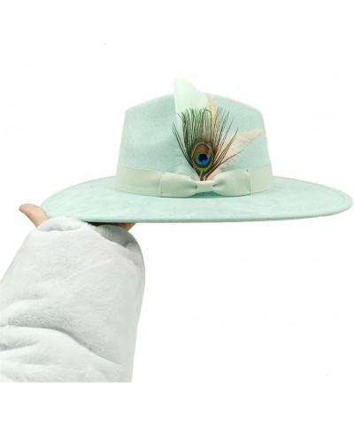 Suede Fedora Hats for Men and Women Bow Accessor Wide-Brimmed Church Hats Jazz Panama Hats 10 M56-58CM $29.66 Fedoras