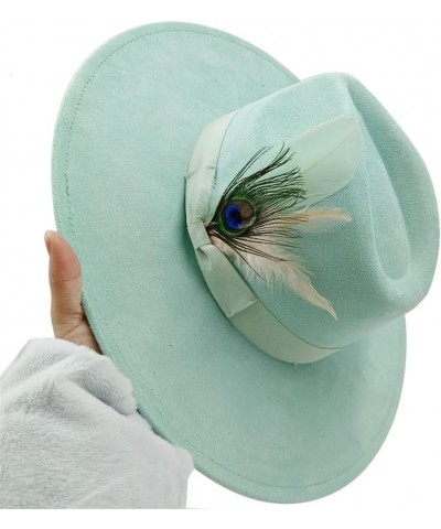 Suede Fedora Hats for Men and Women Bow Accessor Wide-Brimmed Church Hats Jazz Panama Hats 10 M56-58CM $29.66 Fedoras