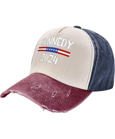 Kennedy 2024 RFK JR. for President 2024 Unisex Baseball Hat Low Profile Washed Denim Trucker Cap Adjustable,Dark Red Navy and...