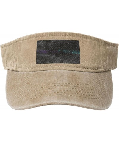 Smoke Style Thin Purple-Teal Line Flag Sun Hat Sun Visor Hats for Women Men Baseball Cap Golf Hats Natural $12.78 Visors