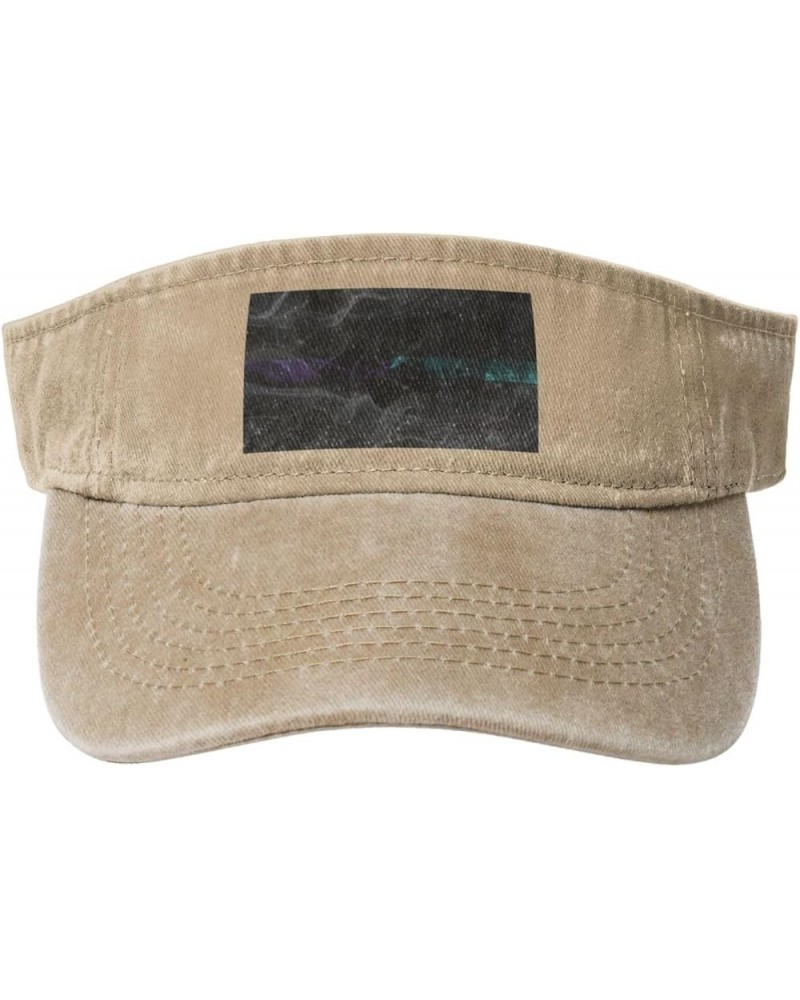 Smoke Style Thin Purple-Teal Line Flag Sun Hat Sun Visor Hats for Women Men Baseball Cap Golf Hats Natural $12.78 Visors