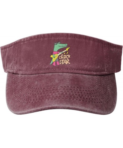 Cute Crocodile Rocker Sun Hat Sun Visor Hats for Women Men Baseball Cap Golf Hats Red $13.26 Visors