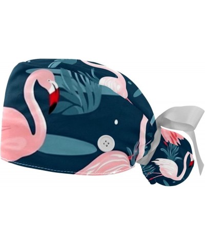 2 Pack Bouffant Caps Animal Flamingo Ponytail Scrub Cap with Buttons Adjustable Working Hats, Multicoloured Color 2 $10.55 Sk...