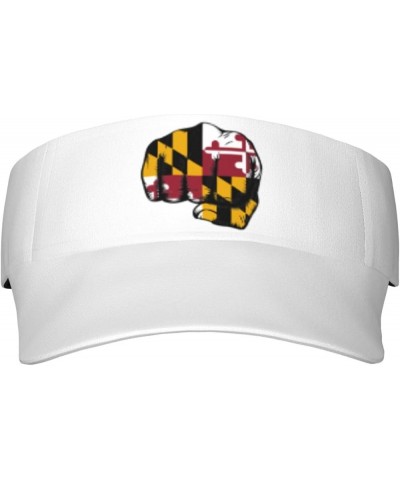 Flag of Maryland Fist Power Sport Sun Visor Hats Empty Top Baseball Golf Cap Tennis Sport Hat Black $20.09 Visors