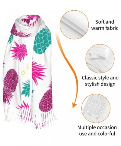 White Punk Skull Print Unique Stylish Warm Soft Tassel Scarf 77"X27" Wrap Shawl Scarf For Women Gift Tropical Pineapple $13.5...