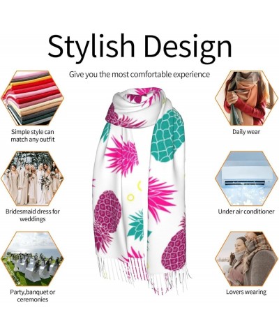 White Punk Skull Print Unique Stylish Warm Soft Tassel Scarf 77"X27" Wrap Shawl Scarf For Women Gift Tropical Pineapple $13.5...