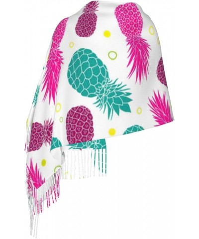 White Punk Skull Print Unique Stylish Warm Soft Tassel Scarf 77"X27" Wrap Shawl Scarf For Women Gift Tropical Pineapple $13.5...