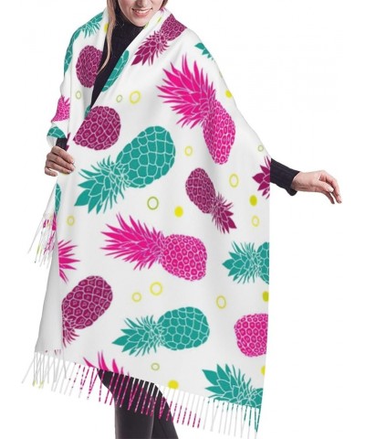 White Punk Skull Print Unique Stylish Warm Soft Tassel Scarf 77"X27" Wrap Shawl Scarf For Women Gift Tropical Pineapple $13.5...