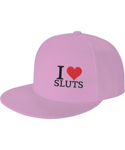 I Hot Love Sluts Funny Trucker Hat Men Baseball Cap Women Dad Hat Sun Hat Adjustable Ponytail Hat Black Pink $18.26 Baseball ...