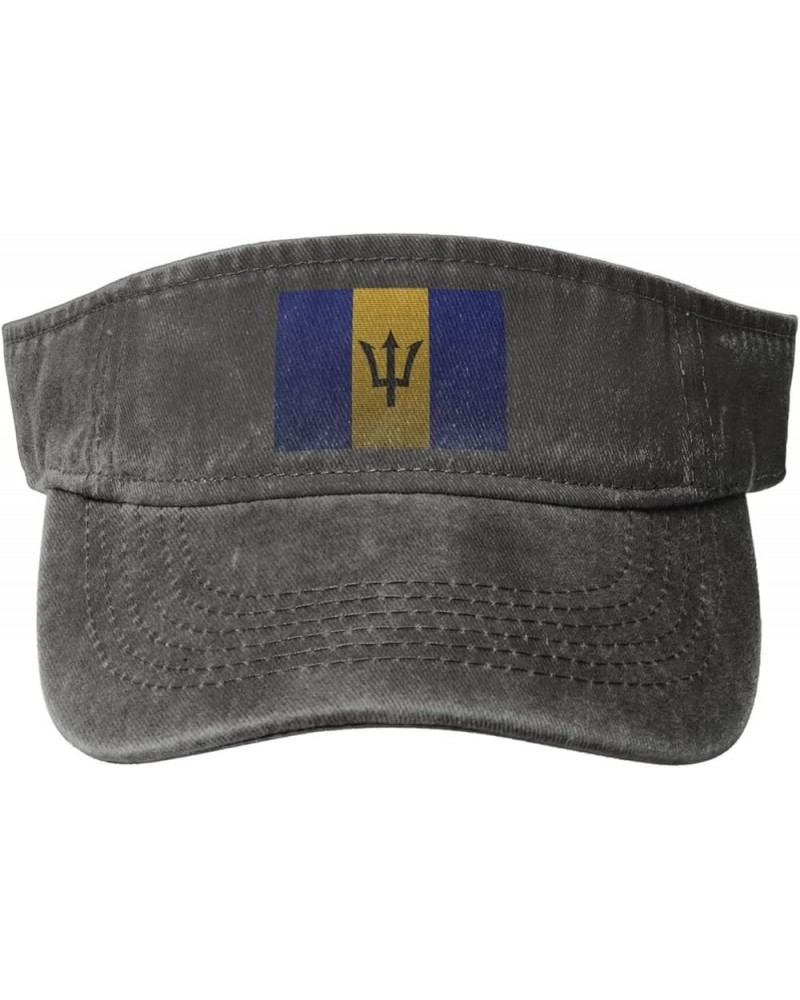 Flag of Barbados Knitting Effect Sun Hat Sun Visor Hats for Women Men Baseball Cap Golf Hats Deep Heather $11.36 Sun Hats