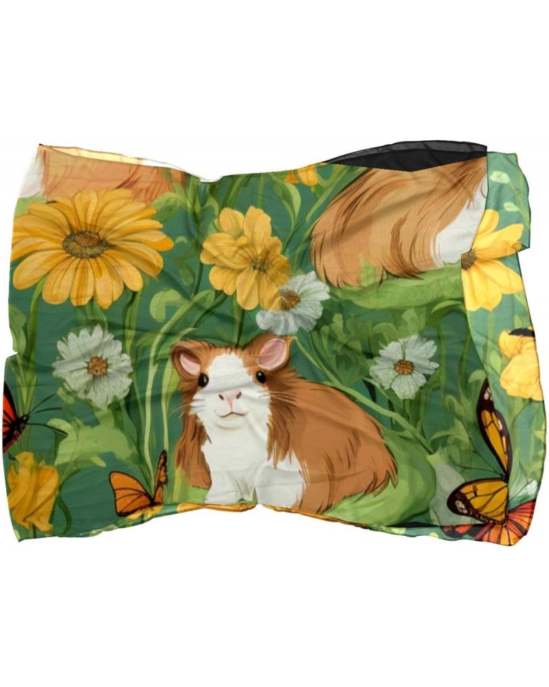 Silk Scarf for Women Hair,Long Lightweight Shawl Wrap,Floral Plant Guinea Pigs $11.68 Scarves