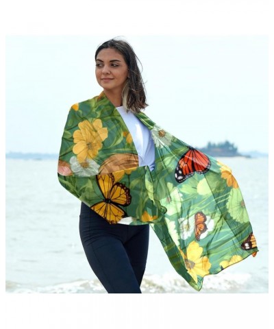 Silk Scarf for Women Hair,Long Lightweight Shawl Wrap,Floral Plant Guinea Pigs $11.68 Scarves