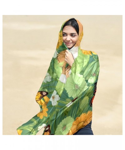 Silk Scarf for Women Hair,Long Lightweight Shawl Wrap,Floral Plant Guinea Pigs $11.68 Scarves