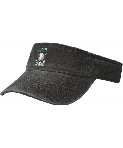 Funny Golf It Takes Balls Sport Sun Visor Hats Cotton Ball Caps Empty Top Baseball Sun Cap for Men Women,Black Black $12.47 V...