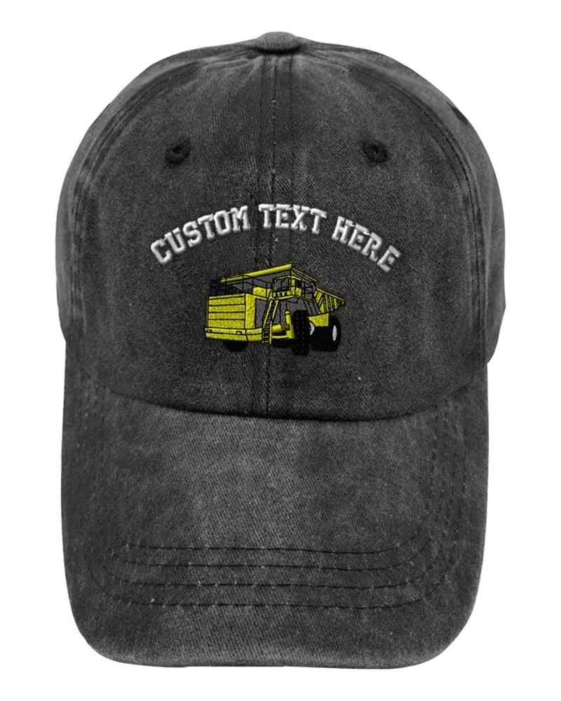 Custom Vintage Washed Hat Yellow Big Dump Truck Embroidery Dad for Men & Women Black Personalized Text Here $12.40 Baseball Caps