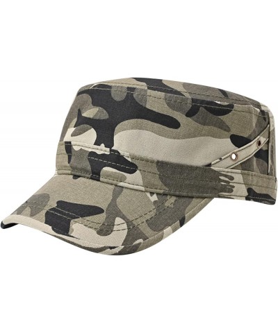 Men's Casual Embroidered Cotton Flat Top Shade Washed Cap Mountaineering Hat Cap Hiking Climbing C-camouflage $14.44 Sun Hats