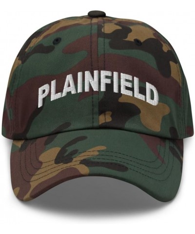 Plainfield Connecticut Hat Plainfield CT Cap Embroidered Dad Hat Adjustable Strap Closure Unisex Green Camo $21.59 Baseball Caps