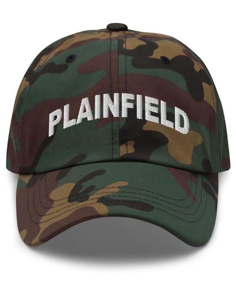 Plainfield Connecticut Hat Plainfield CT Cap Embroidered Dad Hat Adjustable Strap Closure Unisex Green Camo $21.59 Baseball Caps