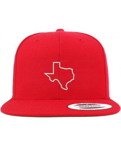 Texas State Outline Embroidered Flat Bill Snapback Baseball Cap Red $14.70 Baseball Caps