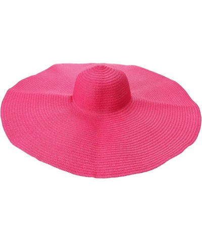 Oversized Straw Hat Straw Sun Hat Women's Beach Cap UV Breathable Summer Foldable Beach Hats Rosy $11.11 Sun Hats