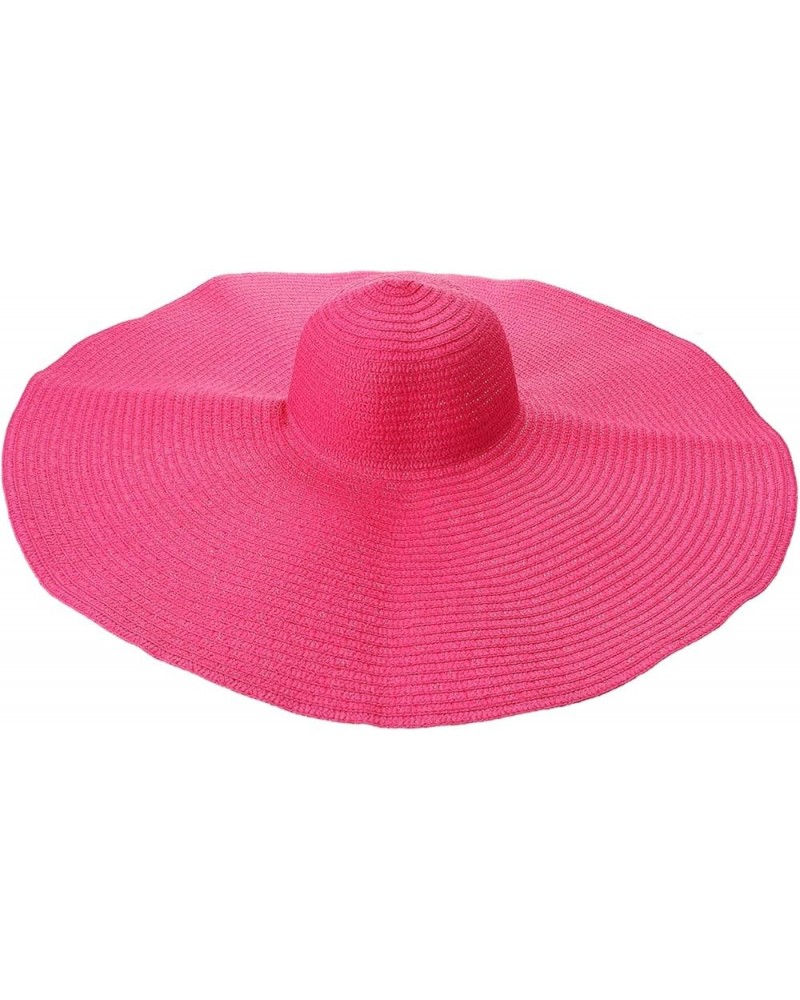 Oversized Straw Hat Straw Sun Hat Women's Beach Cap UV Breathable Summer Foldable Beach Hats Rosy $11.11 Sun Hats