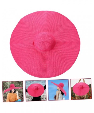 Oversized Straw Hat Straw Sun Hat Women's Beach Cap UV Breathable Summer Foldable Beach Hats Rosy $11.11 Sun Hats