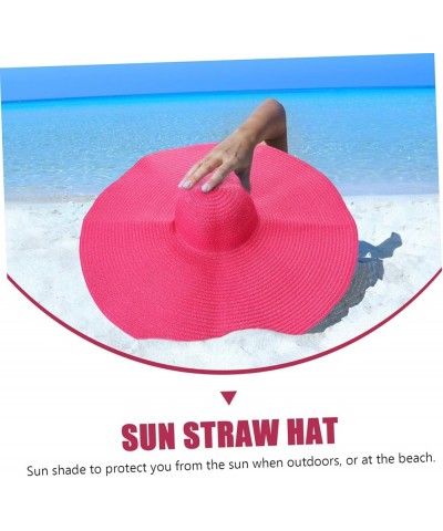 Oversized Straw Hat Straw Sun Hat Women's Beach Cap UV Breathable Summer Foldable Beach Hats Rosy $11.11 Sun Hats