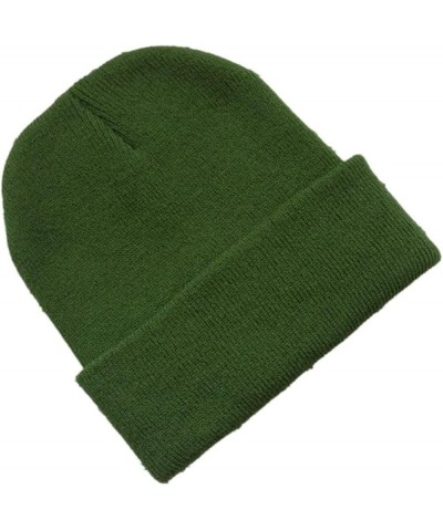 Men's and Women's Autumn and Winter Warm Beanie Soft Elastic Cuff Classic Knitted Daily Comfortable Ski Hat Army Green $15.82...