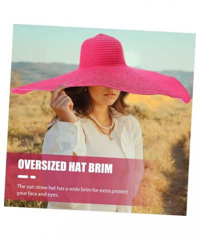 Oversized Straw Hat Straw Sun Hat Women's Beach Cap UV Breathable Summer Foldable Beach Hats Rosy $11.11 Sun Hats