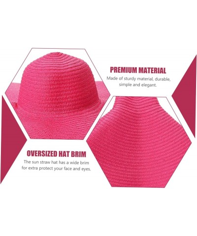 Oversized Straw Hat Straw Sun Hat Women's Beach Cap UV Breathable Summer Foldable Beach Hats Rosy $11.11 Sun Hats