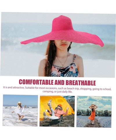 Oversized Straw Hat Straw Sun Hat Women's Beach Cap UV Breathable Summer Foldable Beach Hats Rosy $11.11 Sun Hats