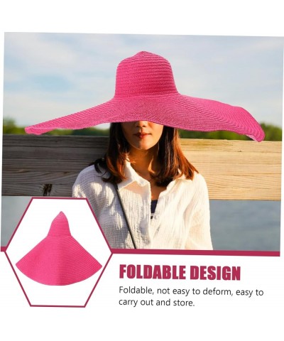 Oversized Straw Hat Straw Sun Hat Women's Beach Cap UV Breathable Summer Foldable Beach Hats Rosy $11.11 Sun Hats