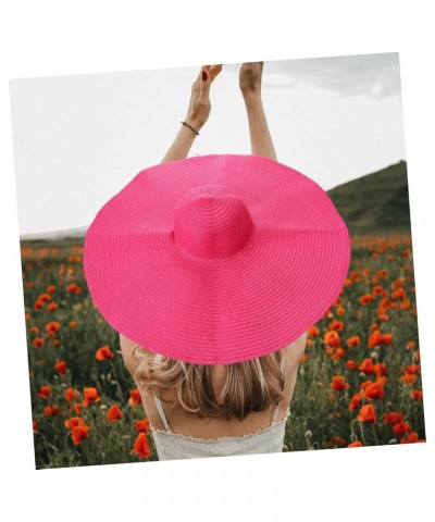 Oversized Straw Hat Straw Sun Hat Women's Beach Cap UV Breathable Summer Foldable Beach Hats Rosy $11.11 Sun Hats